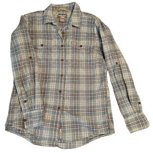 Ariat Rebar Made Tough DuraStretch Work Shirt, Blue/Pink Plaid, Size Medium
